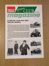 PRE USED DEUTZ FAHR TRACTORS ISSUE No 1 DRIVERS CLUB RARE ORIGINAL BROCHURE VGC