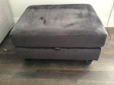 FOOT STOOL WITH STORAGE M&S MID TO DARK GREY GOOD CONDITION COLLECTION ONLY