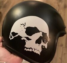 SKULLS HELMET/TANK STICKERS DECALS MOTORCYCLE CRUSIER WHITE COLOURS 142mm x 2