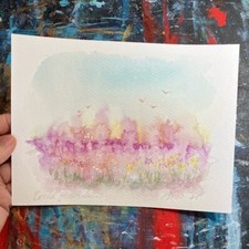 Original sunset painting pink - painting,