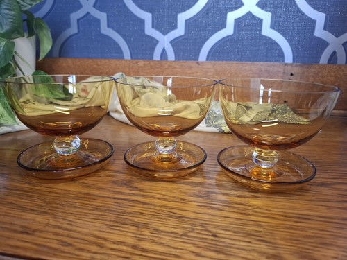 Vintage amber glass dessert - glass,