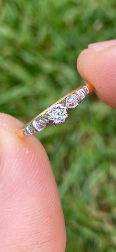 18ct gold and platinum antique - and,