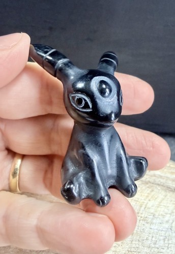 Crystal black obsidian carving - crystal,
