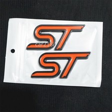 2x Black Orange Big ST Matte Metal Badge Emblem Decal Sticker Utility Line Turbo