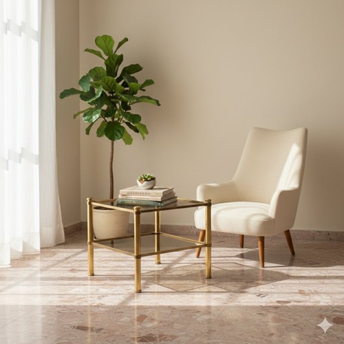 Vintage coffee table brass - table,