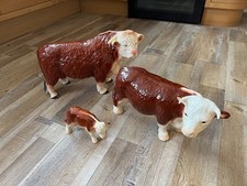 Melba Ware (England) Hereford Bull & unmarked Cow & Calf