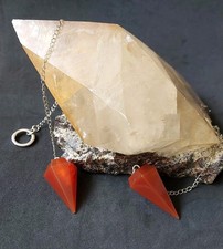 Carnelian Divination,  Dowsing, Pendulum, Hexagon 30cm With silverlike Chain