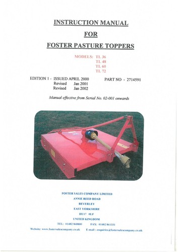 Foster pasture topper models - foster,