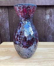 Dunelm Tall Red Crackled Glass Mosaic Vase