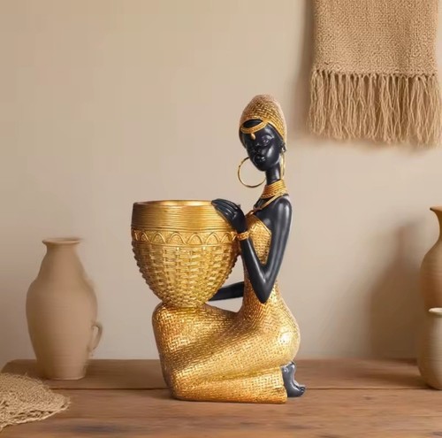 African woman figurine gold - woman,