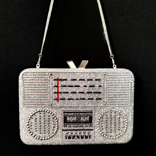 Retro rhinestone boom box - rhinestone,