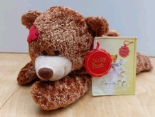 New With Tags Simply Soft Collection Lying Down Brown Bear With Red Love Hearts 