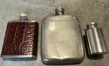 VINTAGE RETRO HIP FLASKS JOB LOT X3 H. SAMUEL + OTHERS