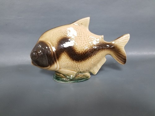 Vtg glazed ceramic piranha - glazed,