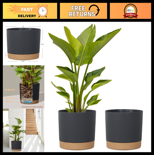 Black plant pots 2 - 2, pack