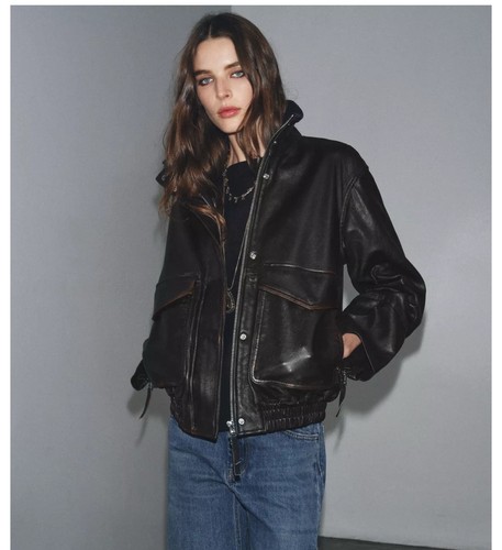 Zara 100 leather bomber - zara,
