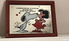 Vintage Snoopy and Woodstock Original 1970s? Early Mirrored Picture Wooden Frame
