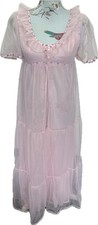 Vintage Pippa Dee Pink Night Dress & Negligee Size 34” Approx Size 6 8 Nylon