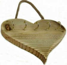 LOVE HEART Key Holder Storage Hooks Wall organiser Wood Rack Hanger WOOD Rustic