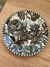 TIMNEY PORCELAIN BLACK WHITE FLORAL 7.5” SIDE PLATE  