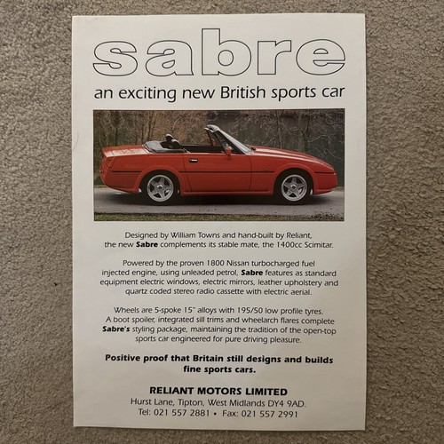 1993 1994 reliant sabre - 1993-1994, 1800