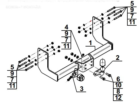 Flange neck tow bar - neck, for