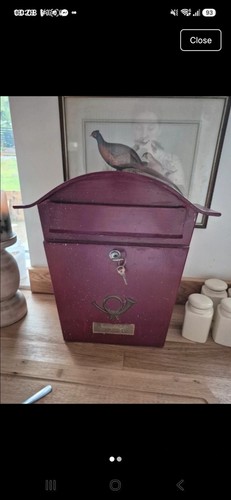 Metal red post box - box, with
