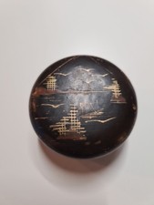 Vintage Japanese Dark Wood Trinket Box