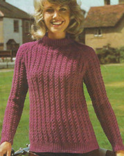 Ladies Sweater Crew Neck Raglan Sleeves Knitting Pattern DK 32-38" 1452