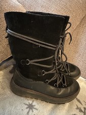 FitFlop Winter Boots BLACK SKANDI LACE UP Cold Weather Leather SIZE UK 5
