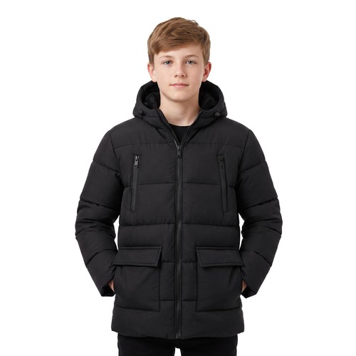 Boys black fleece lined hooded - boys,
