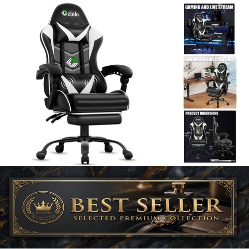 Ergonomic white gaming - ergonomic, chair