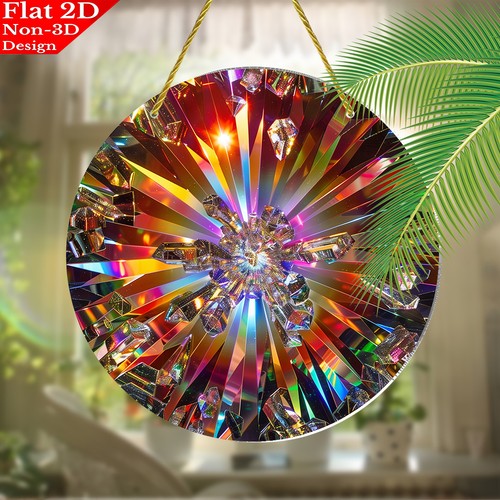 Large round rainbow crystal - large,