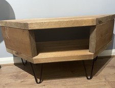 Handmade Solid Wood TV Stand Rustic + Industrial style with black hairpin legs 