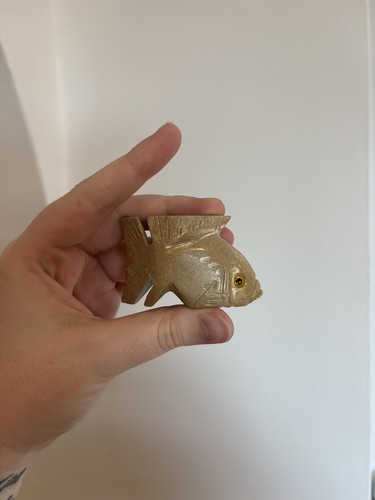 Large soapstone fish carved - soapstone,