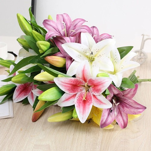 Artificial white lily flowers - white,