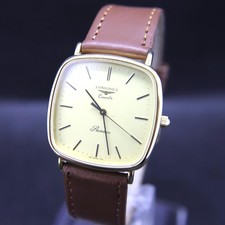 Longines Presence Quartz 30mm Square 19cm 7.48in Leather Strap Working Japan