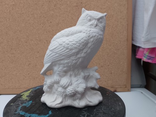 Unpainted ceramic bisque owl - ceramic,
