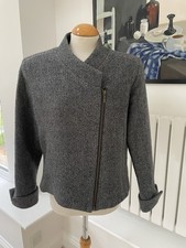 Women’s BRORA grey wool/linen/wilk mix zipped fitted jacket, UK18
