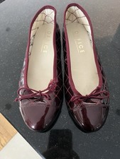 Office Burgundy Quilted Patent Leather Ballet Pumps Size 5
