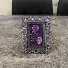 Vintage Jewelled Photo Frame Purple Bejewelled Photo Frame Metal Glass Small