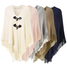Cape Shawl Wrap Poncho for Women Open Front Soft Fringe Crochet Top with Stylish
