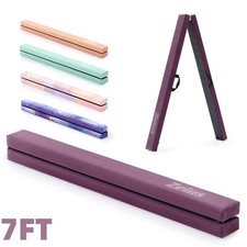 7FT Full Size ZELUS Folding Floor Balance Beam Gymnastics Beam for Kids Wood