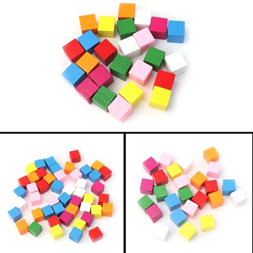 50pcs colourful wooden cubes - 50pcs,