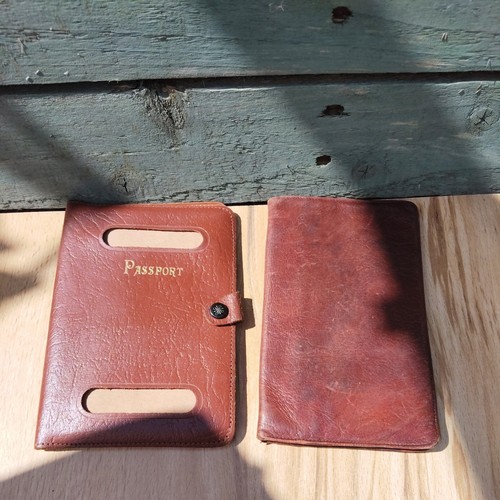 Vintage leather passport - leather,
