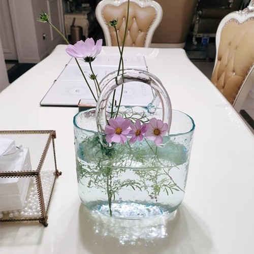 Glass purse vase for flowers - .glass,