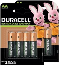 8  Duracell AA 1300 mAh STAY CHARGE Rechargeable Batteries NiMH HR6 Free Post