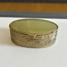 Brass onyx pill box trinket - &,