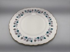 Vintage Royal Vale 7775 Teal Leaves Pink Berries Gold Trim Cake Plate 23 Cm