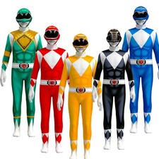 Power Ranger Kids Adult Jumpsuit Cosplay Halloween Zentai Bodysuit Party Costume